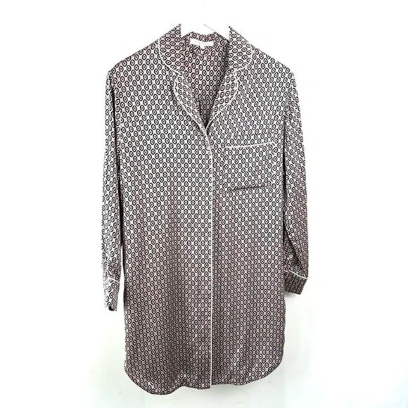 Olivia von Halle Poppy Zahra Printed Long-Sleeve Silk Sleepshirt - Picture 2 of 11